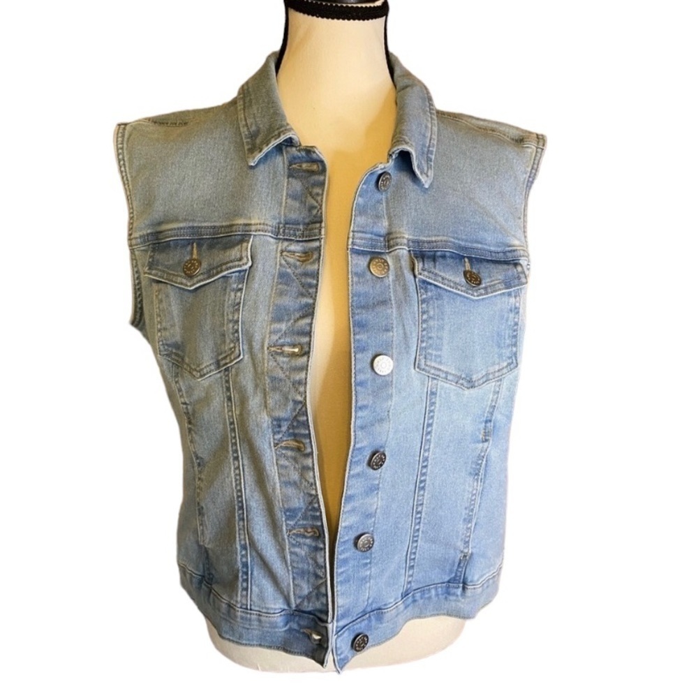 Only Light Wash Classic Denim Jean Vest Size L